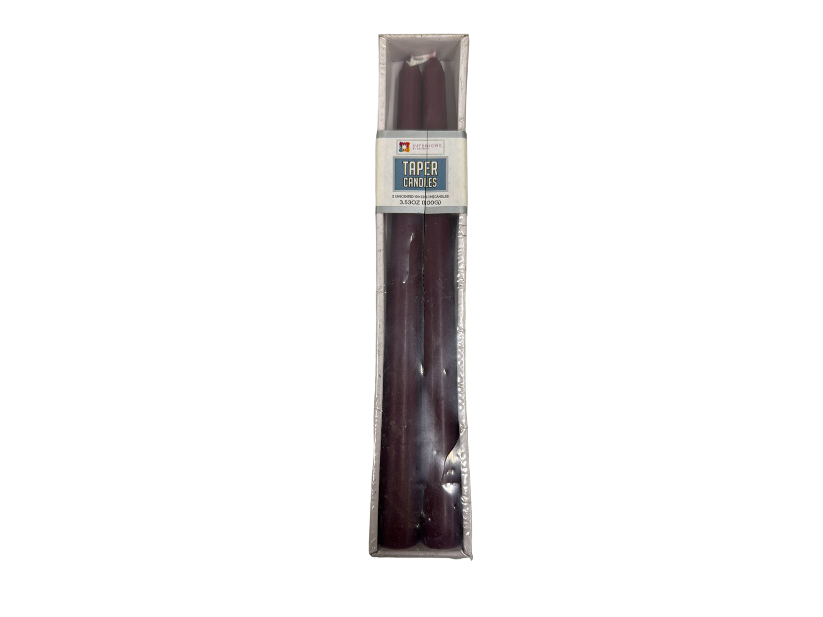 Taper Candles_ by Interiors by Design. two unscented 10-inch (25 cm) candles with a total weight of 3.53 oz (100g)